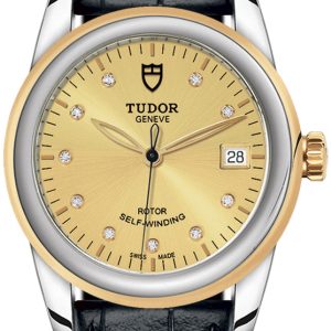 Tudor M55003-0051 Glamour Date Gulguldstonad/Läder Ø36 mm