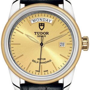 Tudor M56003-0024 Glamour Day-Date Gulguldstonad/Läder Ø39 mm