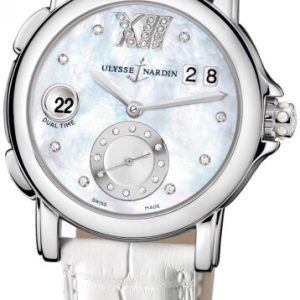 Ulysse Nardin Damklocka 243-22-391 Dual Time Lady Vit/Läder Ø37 mm