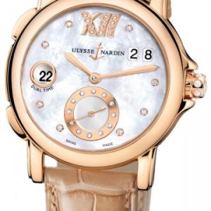 Ulysse Nardin Damklocka 246-22-391 Dual Time Lady Vit/Läder Ø37 mm