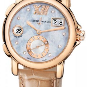 Ulysse Nardin Damklocka 246-22-392 Dual Time Lady Vit/Läder Ø37 mm