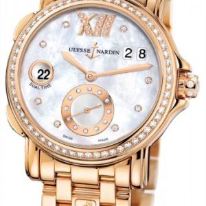 Ulysse Nardin Damklocka 246-22B-8-391 Dual Time Lady Vit/18 karat