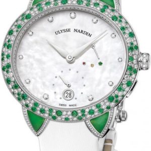 Ulysse Nardin Damklocka 3100-126BC-991 Ladies Jade Vit/Läder 39x36 mm