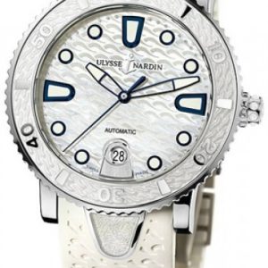 Ulysse Nardin Damklocka 8103-101-3-00 Ladies Diver Vit/Gummi Ø40 mm