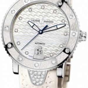 Ulysse Nardin Damklocka 8103-101E-3C-10 Ladies Diver Vit/Gummi Ø40 mm