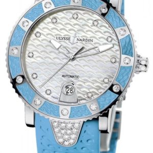 Ulysse Nardin Damklocka 8103-101E-3C-10.13 Ladies Diver Vit/Gummi