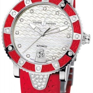 Ulysse Nardin Damklocka 8103-101E-3C-10.16 Ladies Diver Vit/Gummi