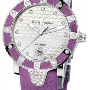 Ulysse Nardin Damklocka 8103-101E-3C-10.17 Ladies Diver Vit/Gummi