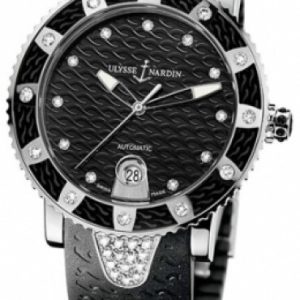 Ulysse Nardin Damklocka 8103-101E-3C-12 Ladies Diver Svart/Gummi Ø40