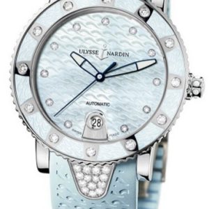 Ulysse Nardin Damklocka 8103-101E-3C-13 Ladies Diver Vit/Gummi Ø40 mm