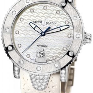 Ulysse Nardin Damklocka 8103-101EC-3C-10 Ladies Diver Vit/Gummi Ø40