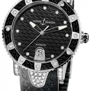 Ulysse Nardin Damklocka 8103-101EC-3C-12 Ladies Diver Svart/Gummi