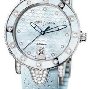 Ulysse Nardin Damklocka 8103-101EC-3C-13 Ladies Diver Vit/Gummi Ø40