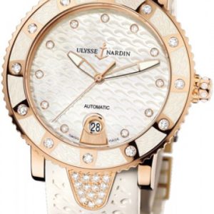 Ulysse Nardin Damklocka 8106-101E-3C-10 Ladies Diver Vit/Gummi Ø40 mm