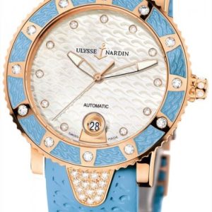 Ulysse Nardin Damklocka 8106-101E-3C-10.13 Ladies Diver Vit/Gummi