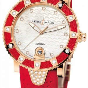 Ulysse Nardin Damklocka 8106-101E-3C-10.16 Ladies Diver Vit/Gummi