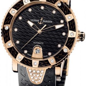 Ulysse Nardin Damklocka 8106-101E-3C-12 Ladies Diver Svart/Gummi Ø40