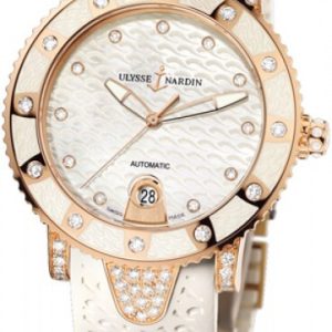 Ulysse Nardin Damklocka 8106-101EC-3C-10 Ladies Diver Vit/Gummi Ø40