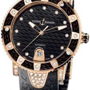 Ulysse Nardin Damklocka 8106-101EC-3C-12 Ladies Diver Svart/Gummi