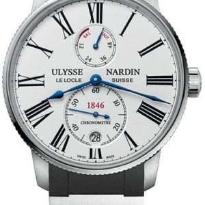 Ulysse Nardin Herrklocka 1183-310-3-40 Marine Torpilleur Vit/Gummi