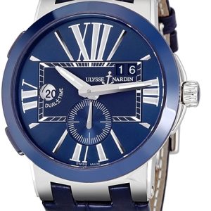 Ulysse Nardin Herrklocka 243-00-43 Dual Time Blå/Läder Ø43 mm