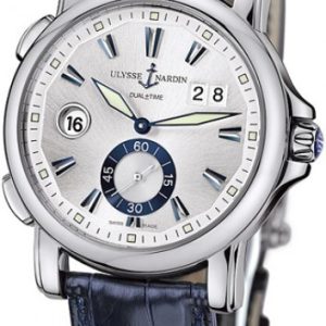 Ulysse Nardin Herrklocka 243-55-91 Dual Time Silverfärgad/Läder