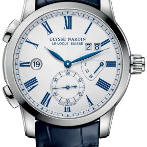 Ulysse Nardin Herrklocka 3243-132-E0 Dual Time Vit/Läder Ø42 mm