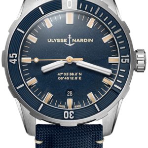 Ulysse Nardin Herrklocka 8163-175-93 Diver Blå/Läder Ø42 mm