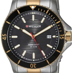 Wenger Herrklocka 01.0641.127 Svart/Gulguldtonat stål Ø43 mm