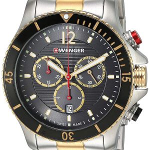 Wenger Herrklocka 01.0643.113 Svart/Gulguldtonat stål Ø43 mm