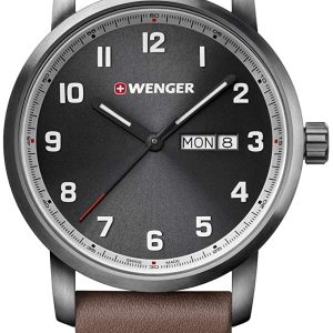 Wenger Herrklocka 01.1541.122 Mörkgrå/Läder Ø42 mm