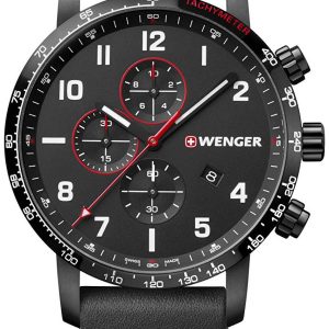 Wenger Herrklocka 01.1543.106 Svart/Läder Ø44 mm