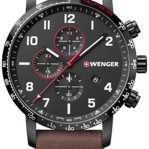 Wenger Herrklocka 01.1543.107 Svart/Läder Ø44 mm