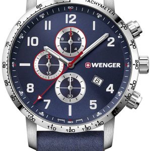 Wenger Herrklocka 01.1543.109 Blå/Läder Ø44 mm