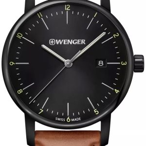 Wenger Herrklocka 01.1741.136 Svart/Läder Ø42 mm