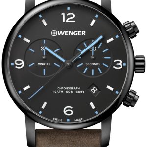 Wenger Herrklocka 01.1743.112 Svart/Läder Ø44 mm