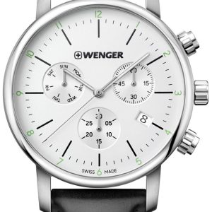 Wenger Herrklocka 01.1743.118 Silverfärgad/Läder Ø44 mm