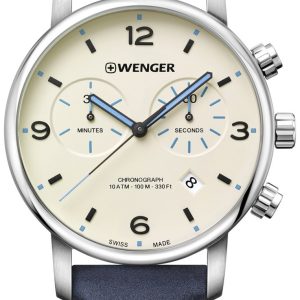 Wenger Herrklocka 01.1743.119 Antikvit/Läder Ø44 mm