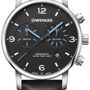 Wenger Herrklocka 01.1743.120 Svart/Läder Ø44 mm