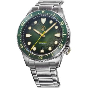 Zelos Great White V2 43mm Antique Green Z-001 - Herr - 43 mm - Analogt - Automatiskt - Safirglas