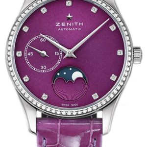 Zenith Damklocka 16.2310.692-92.C750 Elite Ultra Thin Lila/Läder