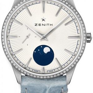 Zenith Damklocka 16.3200.692-01.C832 Elite Moonphase Vit/Läder Ø36