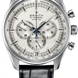 Zenith Herrklocka 03.2040.400-04.C496 El Primero Silverfärgad/Läder