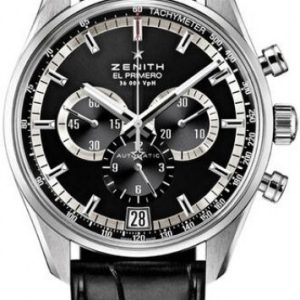 Zenith Herrklocka 03.2040.400-21.C496 El Primero Svart/Läder Ø42 mm