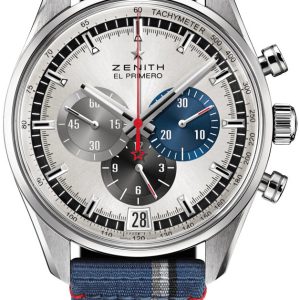 Zenith Herrklocka 03.2040.400-69.C802 El Primero Silverfärgad/Textil