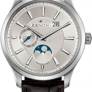 Zenith Herrklocka 03.2140.691-02.C498 Captain Silverfärgad/Läder