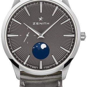 Zenith Herrklocka 03.3100.692-03.C923 Elite Moonphase Grå/Gummi