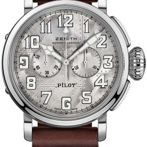 Zenith Herrklocka 05.2430.4069-17.I011 Pilot Silverfärgad/Läder