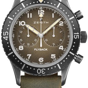 Zenith Herrklocka 11.2240.405-21.C773 Pilot Grå/Läder Ø43 mm