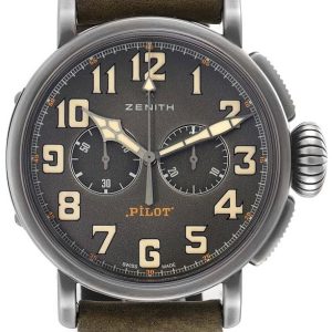 Zenith Herrklocka 11.2430.4069-21.C773 Pilot Grå/Läder Ø45 mm